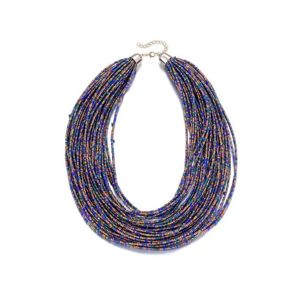 Beautiful Multi Colored, Multi stranded seed bead necklace! Brand new!